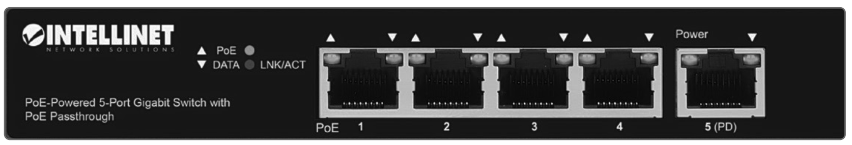 INTELLINET 561808 PoE-Powered 5-Port Gigabit Switch - 1