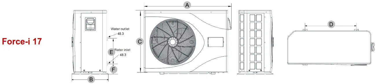 EVO HEAT EVO Force-i Inverter Pool and Spa Heat Pump - Dimensions 1