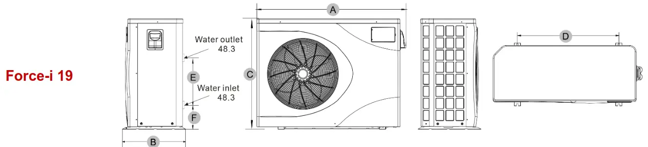 EVO HEAT EVO Force-i Inverter Pool and Spa Heat Pump - Dimensions2