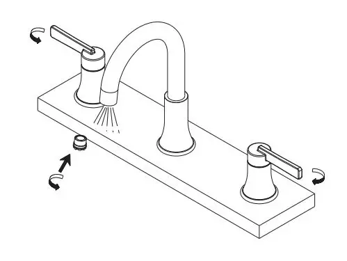 PROFLO PFWSC8860 Two Handle Widespread Lavatory Faucet Instructions - After installing faucet, remove aerator and turn on water to remove any left of debris