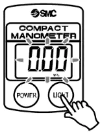 SMC PPA100 Compact Manometer AR Regulator - Turning ON the Backlight