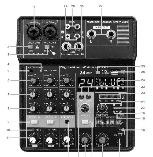 Enping Teyun Audio Equipment NA4 Sound Mixing Console Bluetooth USB Record Computer- Accessories