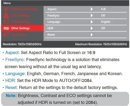 FIG 21 Other Settings