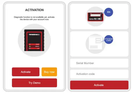THINKCAR THINKDIAG 2 Automotive Diagnostic Device - activate your thinkdiag
