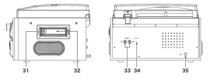 PYLE PTTCDS72UBT Retro Vintage Classic Style Bluetooth Turntable - BACK PANEL