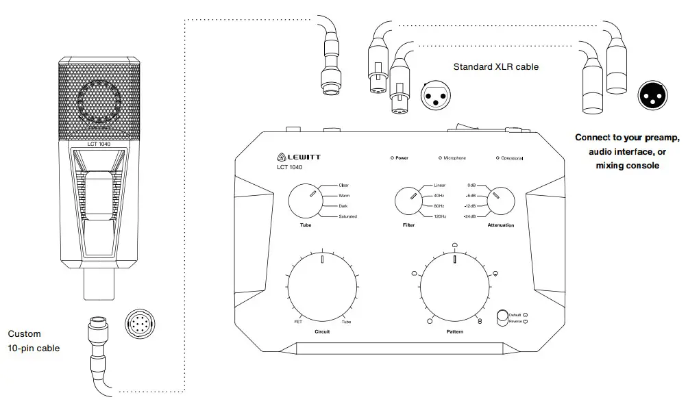 LEWITT LCT 1040 Large Diaphragm Tube FET Condenser Microphone System - remote setup 2