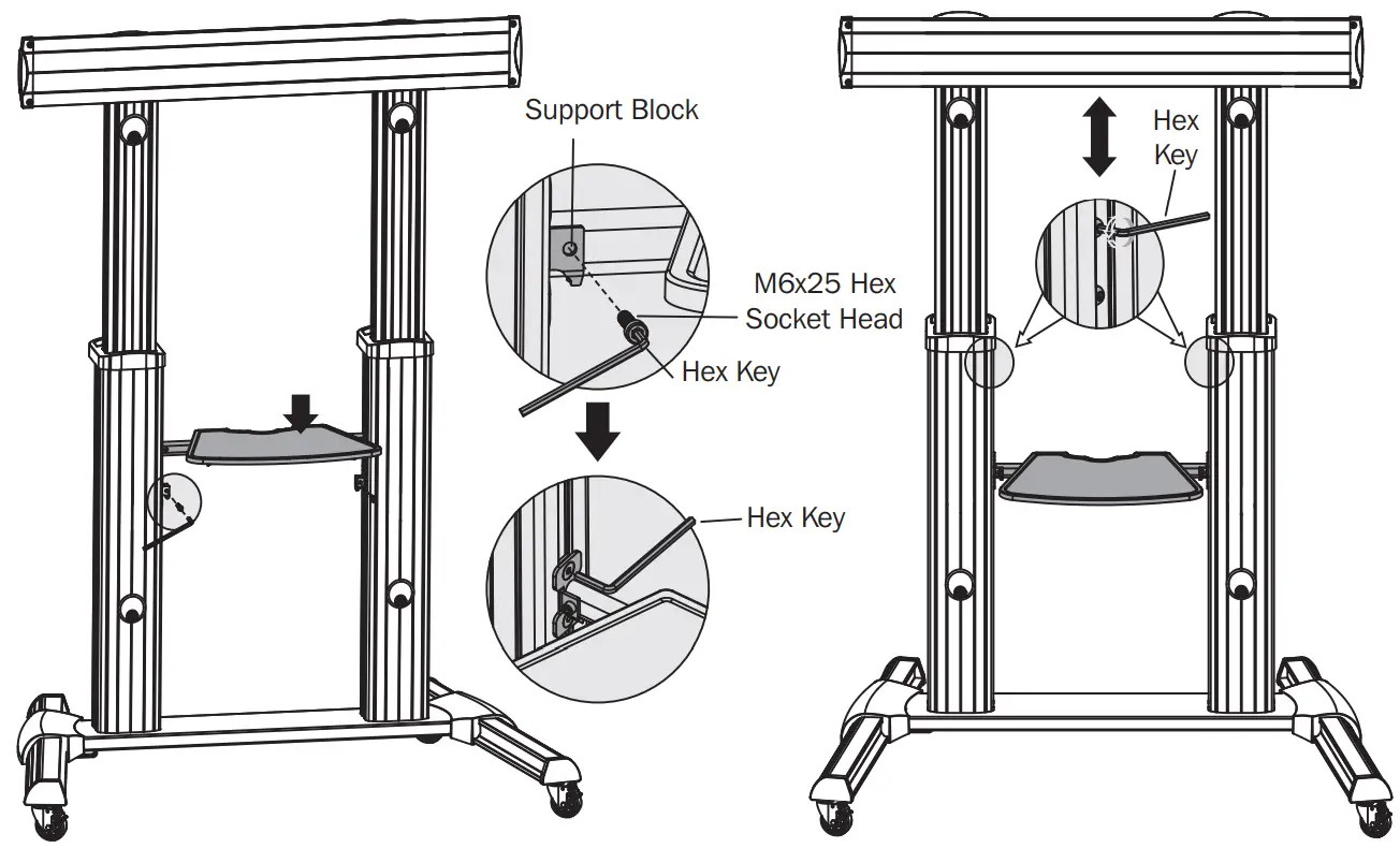 TRIPP LITE DMCS60100XX Heavy Duty Mobile Flat Panel Floor Stand - Adjust Column Height 6