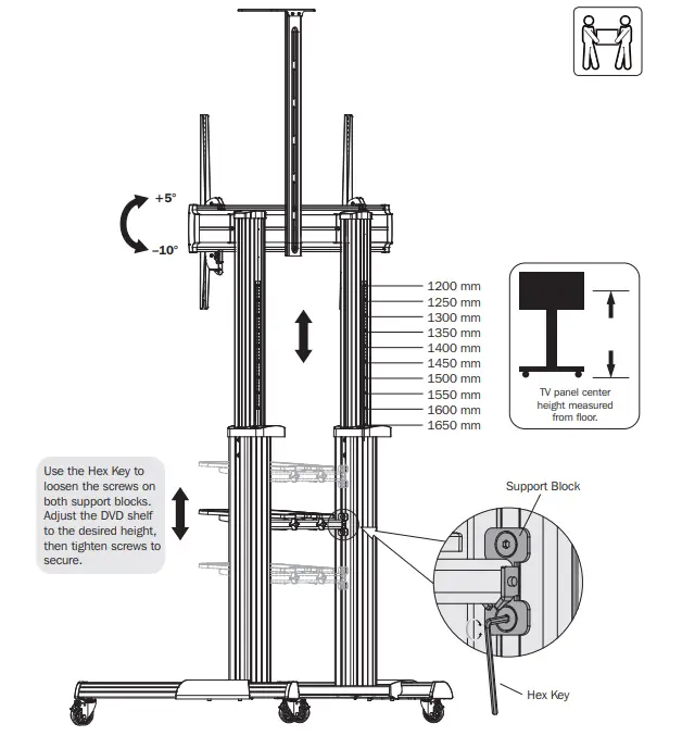 TRIPP LITE DMCS60100XX Heavy Duty Mobile Flat Panel Floor Stand - Camera Shelf 2