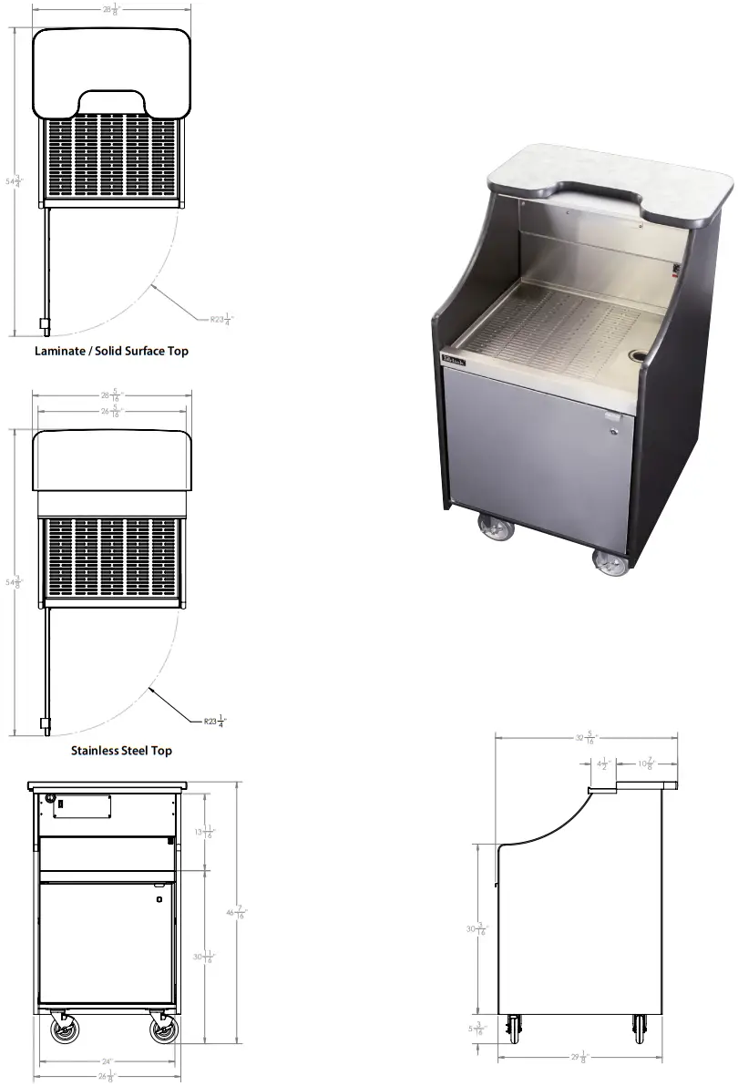 Perlick MOBS 42TE Signature 42 Inch Stainless Steel Mobile Bar with Ice Chest - Fig 10