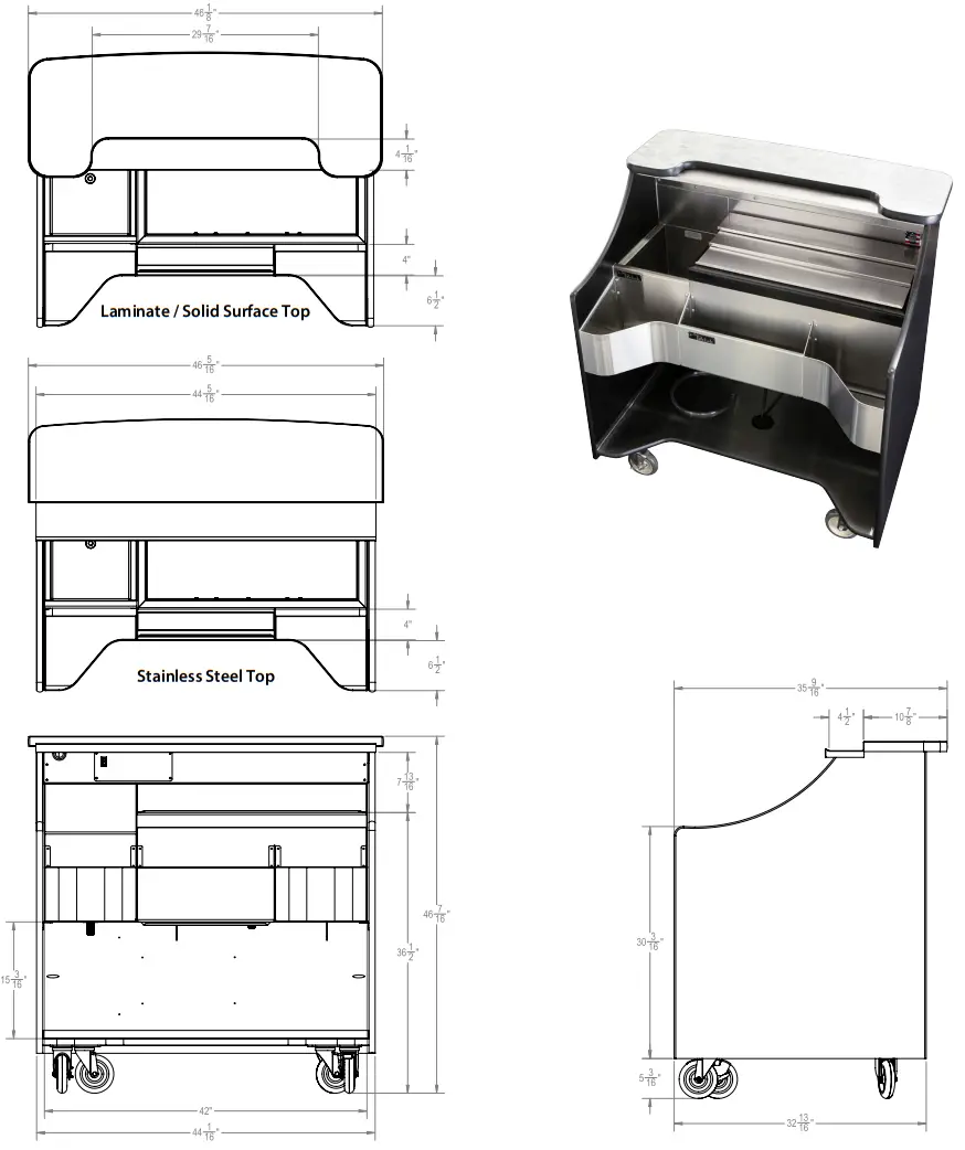 Perlick MOBS 42TE Signature 42 Inch Stainless Steel Mobile Bar with Ice Chest - Fig 4