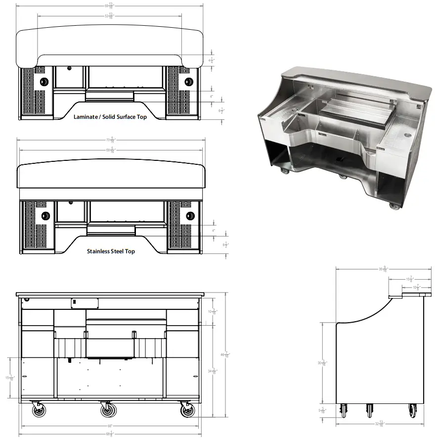 Perlick MOBS 42TE Signature 42 Inch Stainless Steel Mobile Bar with Ice Chest - Fig 5
