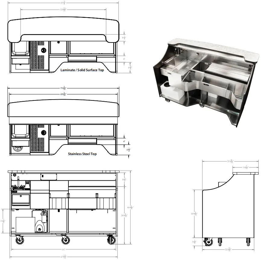 Perlick MOBS 42TE Signature 42 Inch Stainless Steel Mobile Bar with Ice Chest - Fig 6
