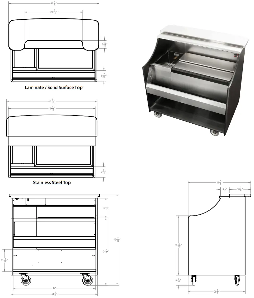 Perlick MOBS 42TE Signature 42 Inch Stainless Steel Mobile Bar with Ice Chest - Fig 7