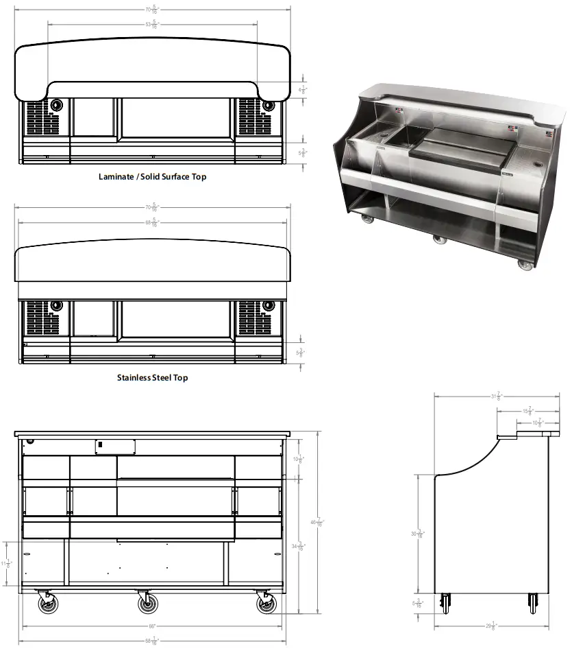 Perlick MOBS 42TE Signature 42 Inch Stainless Steel Mobile Bar with Ice Chest - Fig 8