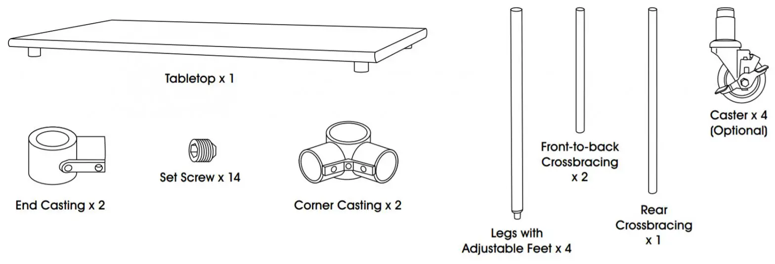 ULINE H-6258 Stainless Steel Worktable Without Bottom Shelf - parts