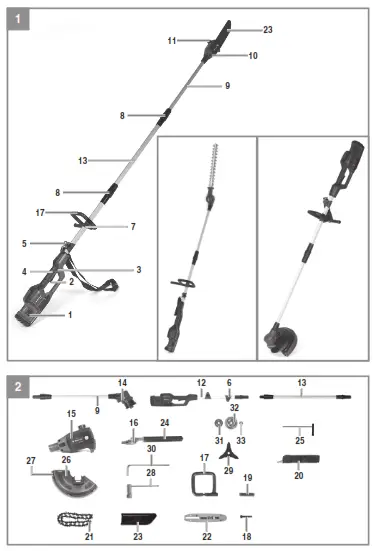 Einhell GE LM 36 4in1 Li Cordless Telescoping Pole Chain Saw - fig