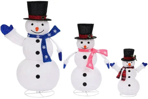 LuxenHome WHHD1641 Set of 3 Snowman Family Lighted Winter Holiday Yard Decoration