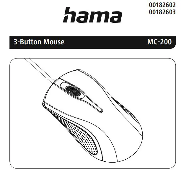 hama 00182602 MC-200 3-Button Mouse Instruction Manual
