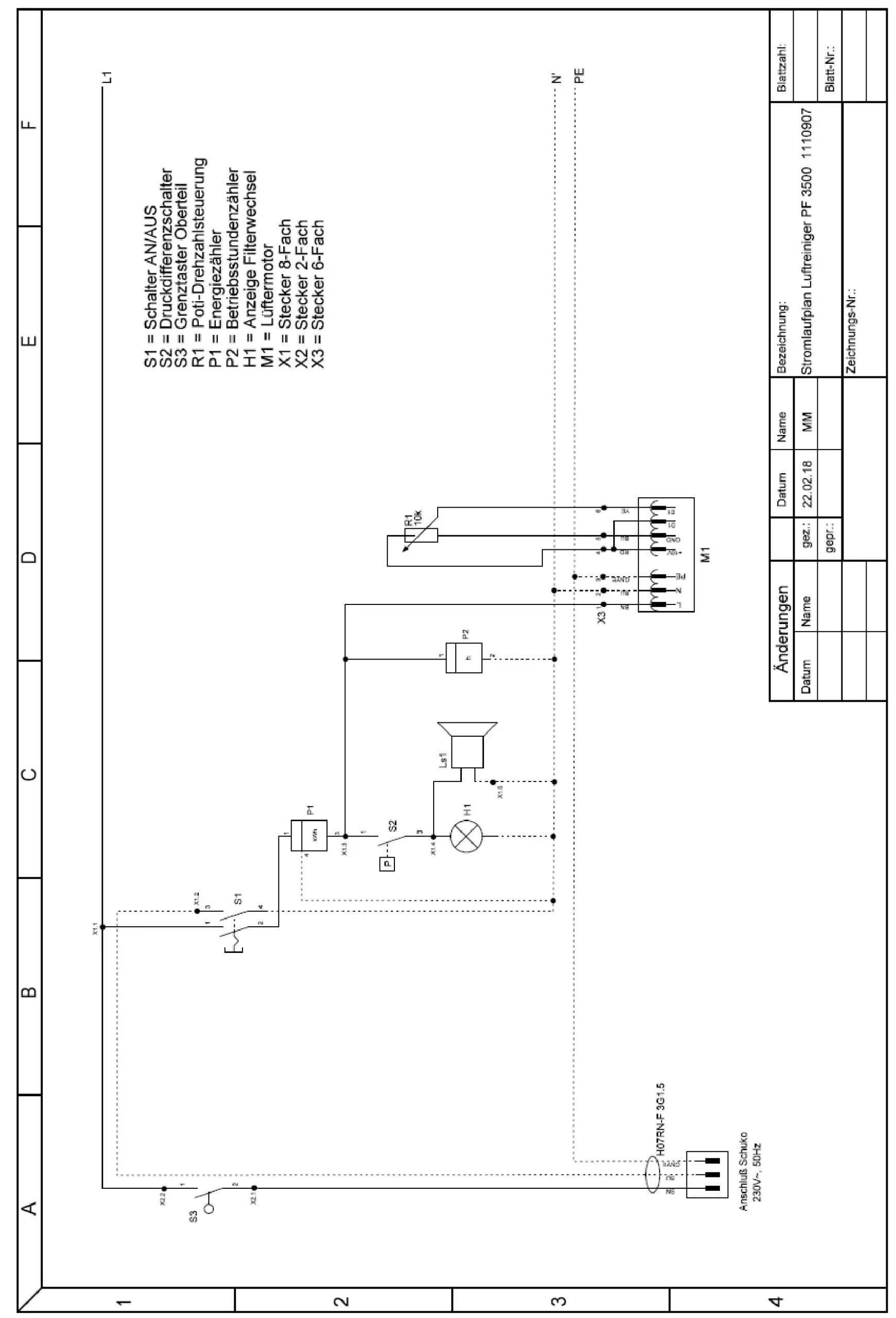 HEYLO PF 3500 Construction Air Purifier - Wiring diagram