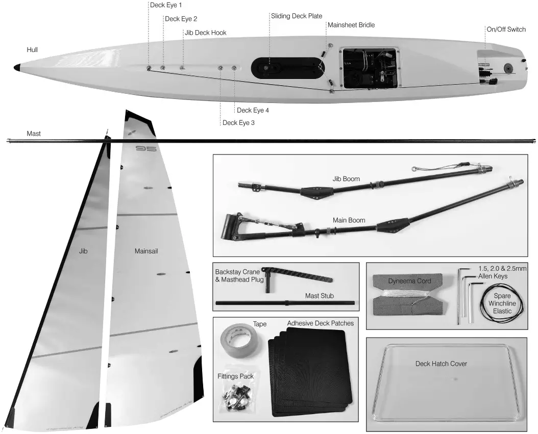 Joysway DragonForce 95 950m 2 4GHz RTR Remote Control High Performance Racing Sailboat - Box Contents