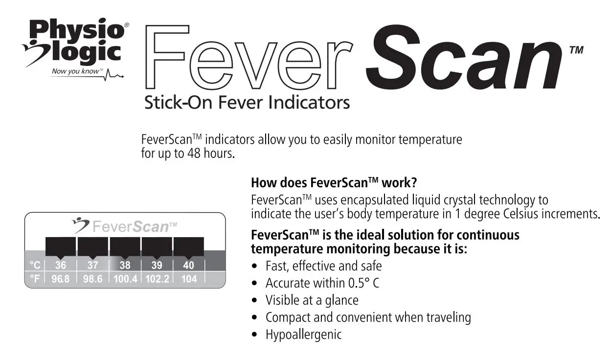 Physio logic FeverScan Stick-On Fever Indicators User Guide