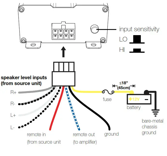 KICKER KEYLOC DSP-Powered Line Output Converter-Wiring