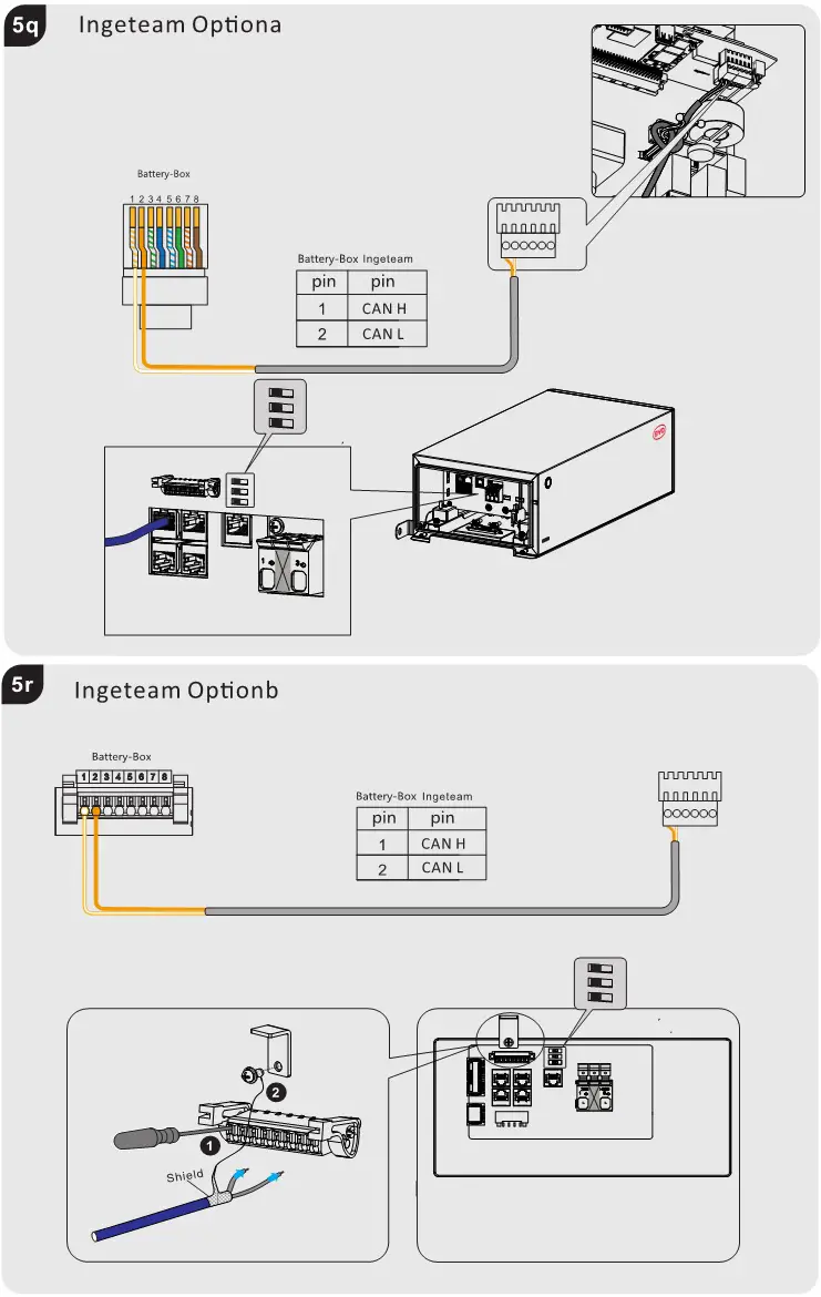 BYD HVS 5.1 High Voltage Battery System - Communication Cable Connection to Inverter