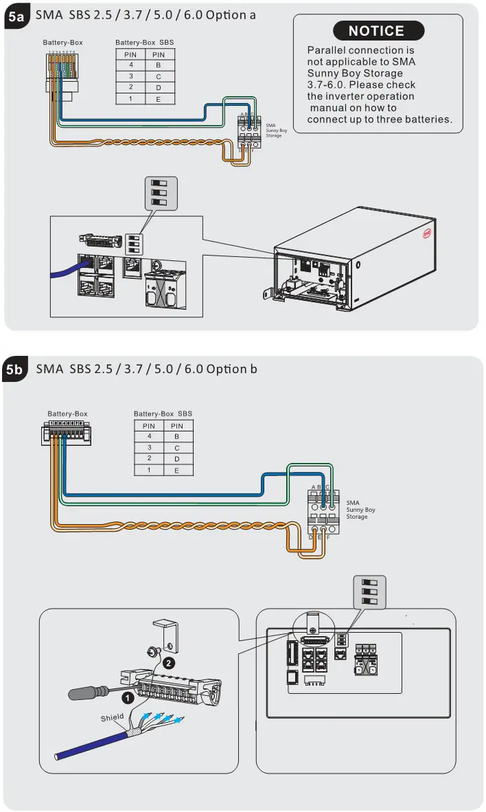 BYD HVS 5.1 High Voltage Battery System - Communication Cable Connection to Inverter