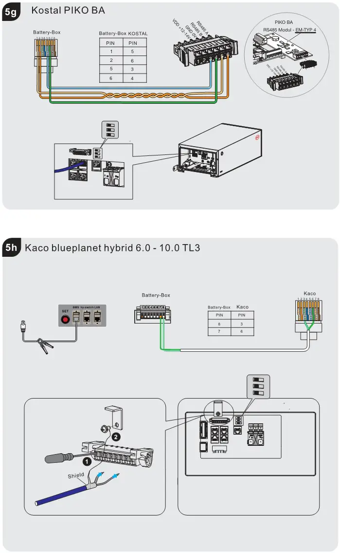 BYD HVS 5.1 High Voltage Battery System - Communication Cable Connection to Inverter