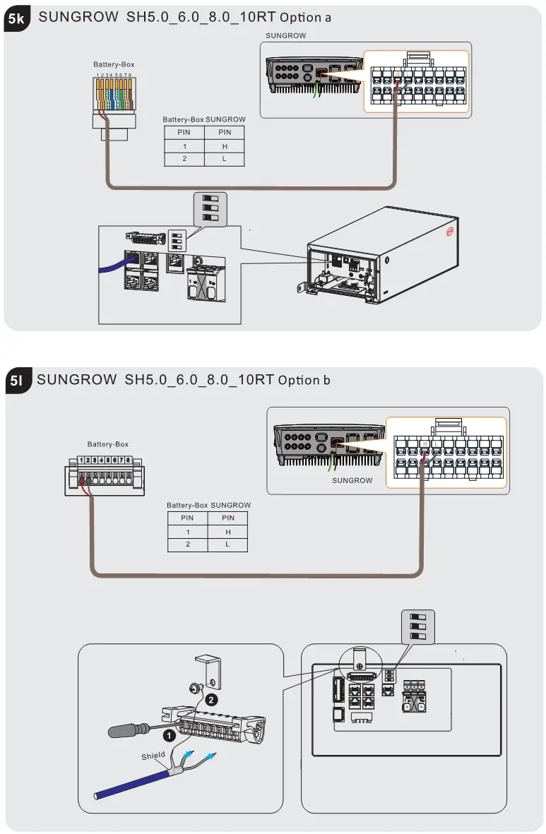 BYD HVS 5.1 High Voltage Battery System - Communication Cable Connection to Inverter