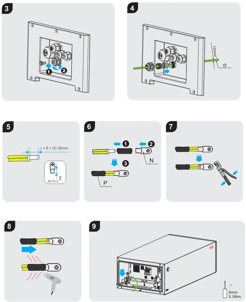 BYD HVS 5.1 High Voltage Battery System - Connecting the Grounding Conductor 2