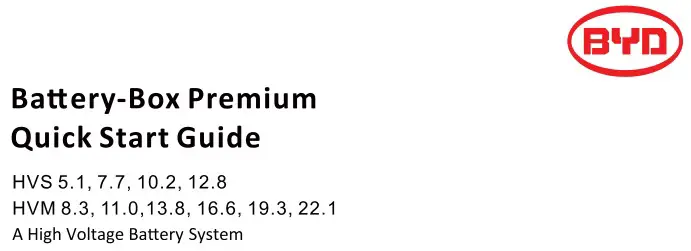 BYD HVS 5.1 High Voltage Battery System User Guide