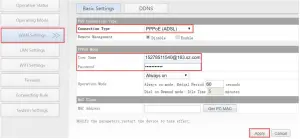 WAN port wired connect network