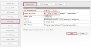 Set WiFi hotspot parameters