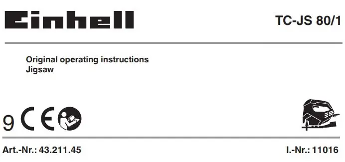Einhell TC-JS 80 1 Jigsaw Instruction Manual