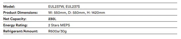 Esatto EUL237W 230L Upright Fridge-fig6