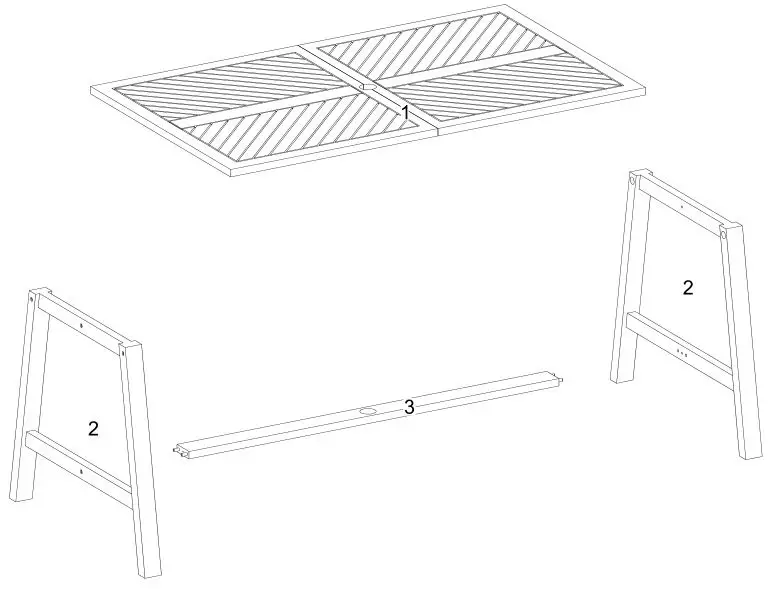 Walker Edison Vincent Dark Outdoor Dining Table - Parts List