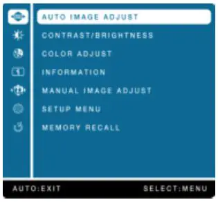 tuv 22 inch Class Slim HD Widescreen Monitor - Main Menu