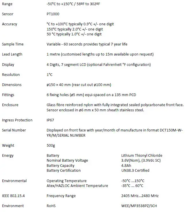 QUANTUM CRYOGENICS DCT150M-W Digitemp Digital Thermometer 5