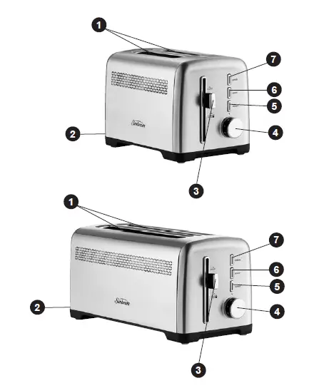 Sunbeam-TAM1002-Fresh Start 2 Slice and-4-Slice-Long-Slot-Toaster-fig-1