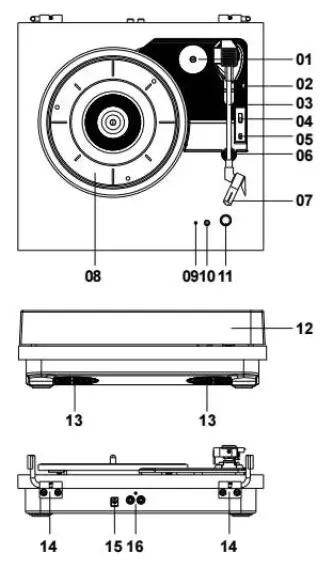 Lenco LS 10 Turntable with Built In Speakers - fig