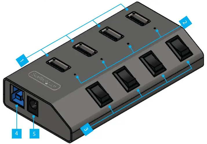 StarTech Com 5G4AIBS USB HUB EU 4 Port USB 3 2 Gen - Product Diagram