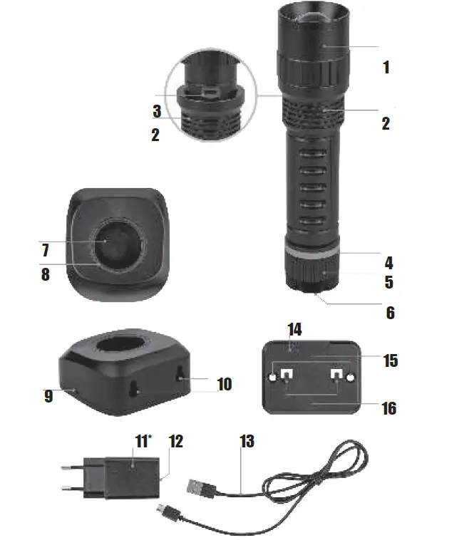 BORMANN PRO BPR6060 Rechargeable Wireless Charging Flashlight FIG 1