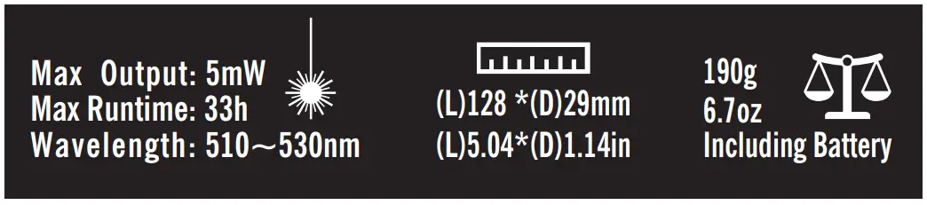 Odin GL Mini Tactical Flashlight Specifications