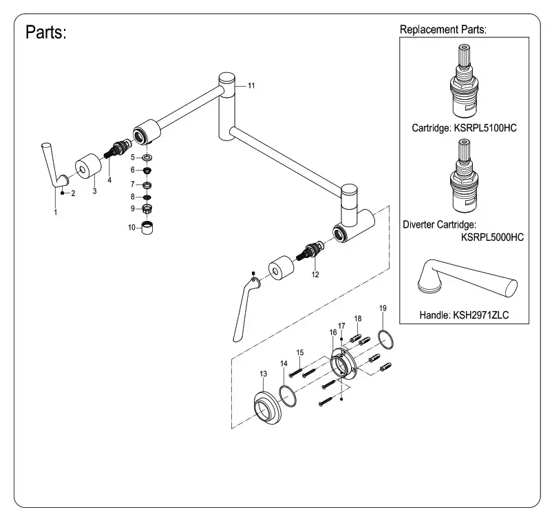 KINGSTON KS4101ZL Pot Filler in Polished Chrome - FIG18