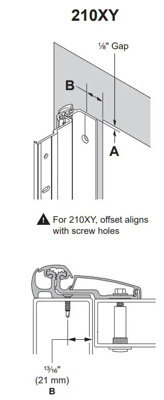 IVES Full Surface Continuous Hinges Installation Guide - For 210XY, offset aligns with screw holes