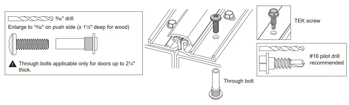 IVES Full Surface Continuous Hinges Installation Guide - For the remaining round holes, TEK screws will be used. A #16 bit is recommended to drill pilot holes