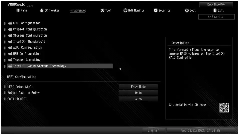 ASRock RAID Array Configuring Using UEFI Setup Utility - Figure 3
