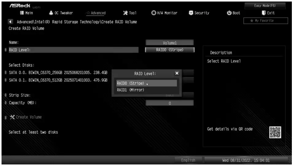 ASRock RAID Array Configuring Using UEFI Setup Utility - Figure 6
