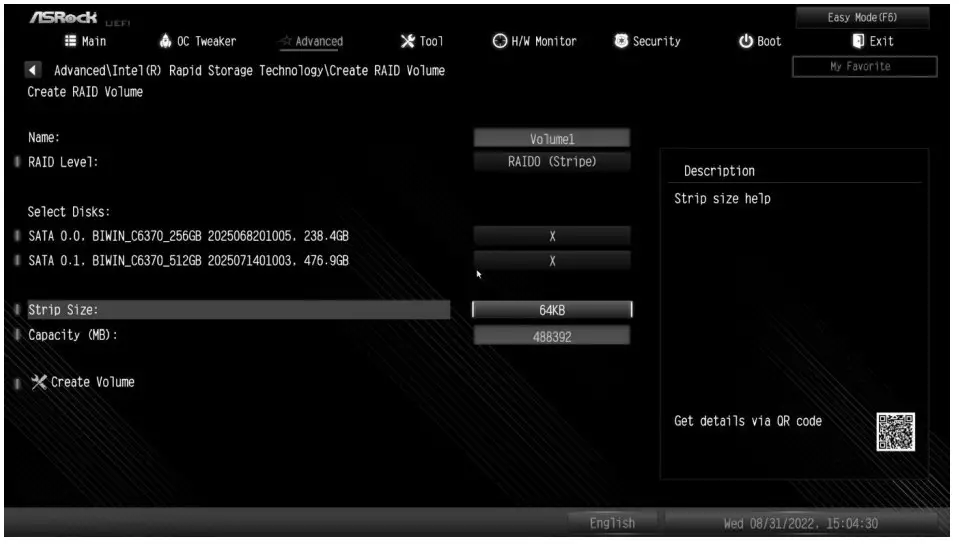 ASRock RAID Array Configuring Using UEFI Setup Utility - Figure 8